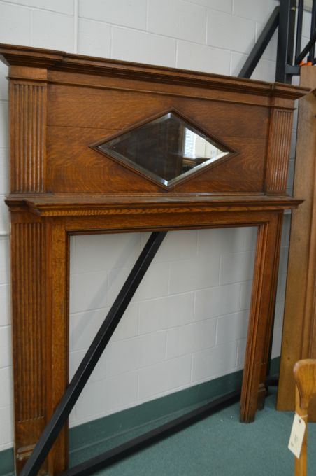 Antique Quarter Cut Oak Arts And Crafts Fireplace Surround Mantle