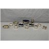 Image 1 : Selection of sterling silver table pieces including napkins rings, Birks open salts with glass cobal