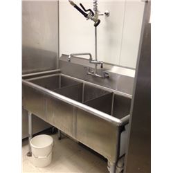 Three Bay Sink with Sprayer Faucet