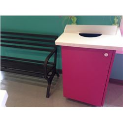 Trash Recepticle PINK with door and barrel inside
