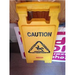 wet floor sign w/ bucket and mop