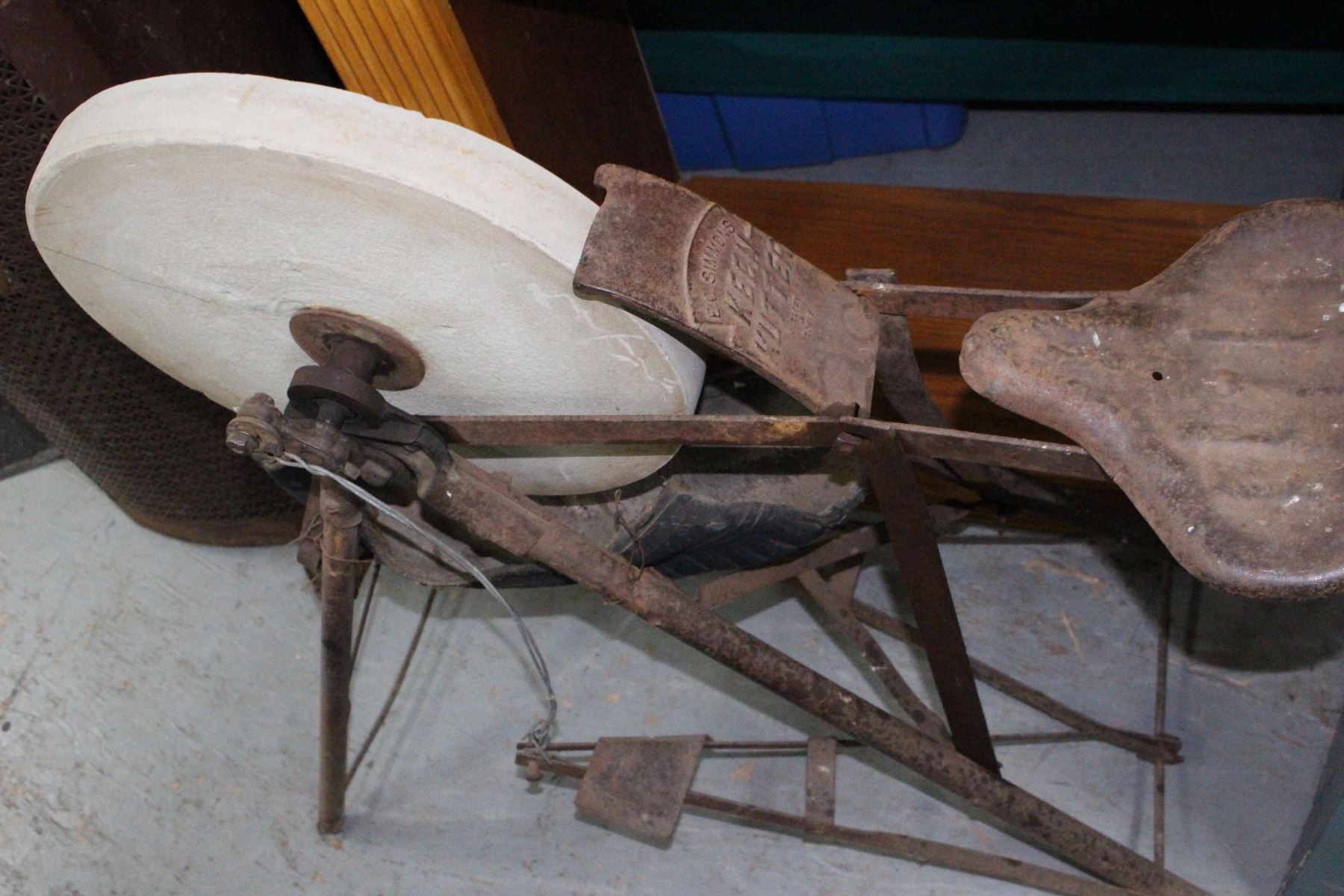 Antique Grinding Wheel with Seat