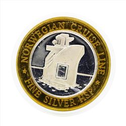 .999 Silver Norwegian Cruise Line $10 Casino Gaming Token Limited Edition