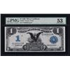 Image 1 : 1899 $1 Black Eagle Silver Certificate Note PMG About Uncirculated 53