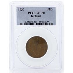 1937 Ireland 1/2 Penny Coin PCGS AU50