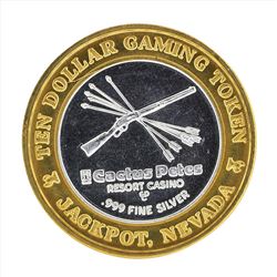 .999 Silver Cactus Petes Resort Casino $10 Casino Gaming Token Limited Edition