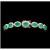 Image 3 : 14KT White Gold 10.63ctw Emerald and Diamond Bracelet