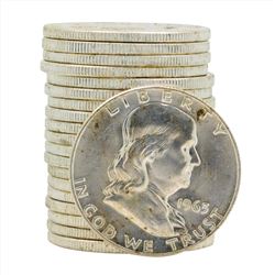 Roll of (20) 1963-D Brilliant Uncirculated Franklin Half Dollar Silver Coins