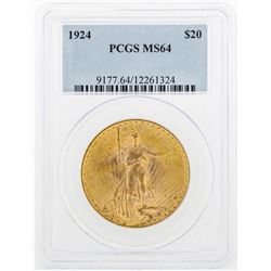 1924 $20 St. Gaudens Double Eagle Gold Coin PCGS MS64