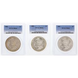 1885-1887 $1 Morgan Silver Dollar Coins PCGS MS64