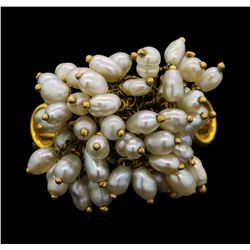 21KT Yellow Gold Freshwater Pearl Cluster Ring