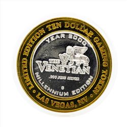 .999 Silver The Venetian $10 Casino Gaming Token Limited Edition
