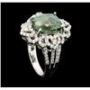 Image 4 : 18KT White Gold 6.32ct Green Sapphire and Diamond Ring
