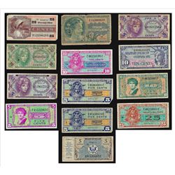 Lot of (13) Military Payment Certificate Notes