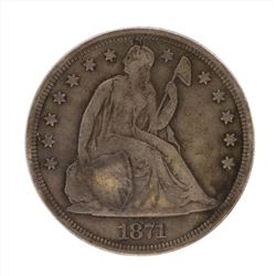 1871 Seated Liberty Silver Dollar Coin