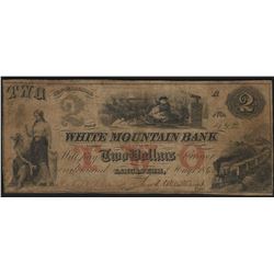 1860 $2 Lancaster, NH White Mountain Bank Santa Claus Obsolete Bank Note