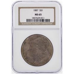 1887 $1 Morgan Silver Dollar Coin NGC MS65