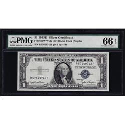 1935D $1 Silver Certificate Note Wide PMG Gem Uncirculated 66EPQ