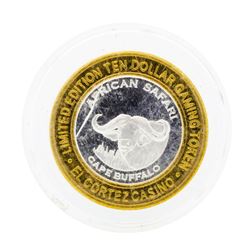 .999 Silver African Safari Cape Buffalo $10 Casino Gaming Token Limited Edition