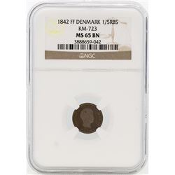 1842FF Denmark 1/5 Rigsbankskilling KM-723 NGC MS65 BN