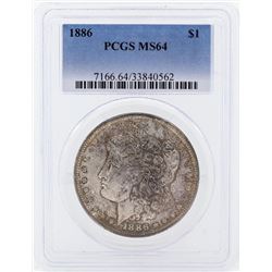 1886 $1 Morgan Silver Dollar Coin PCGS MS64 Great Toning