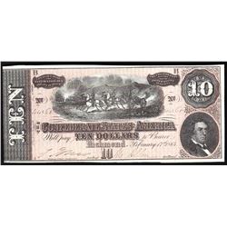 1864 $10 The Confederate States of America Note