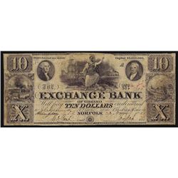 1855 $10 The Exchange Bank of Virginia