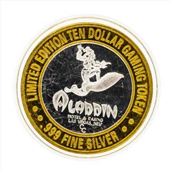 .999 Silver Aladdin Hotel and Casino $10 Casino Gaming Token Limited Edition