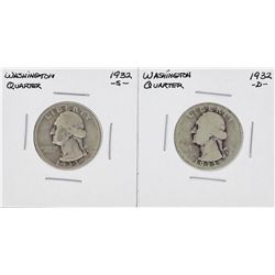 1932-S & 1932-D Washington Silver Quarter Coins