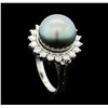 Image 4 : 14KT White Gold 12mm Pearl and Diamond Ring