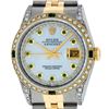 Image 1 : Rolex Mens Two Tone 18KT Yellow Gold Emerald and Diamond Datejust Wristwatch
