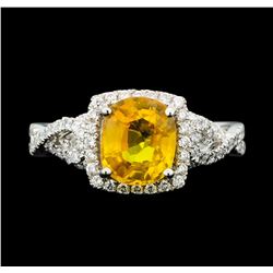 Platinum 2.37ct Yellow Sapphire and Diamond Ring