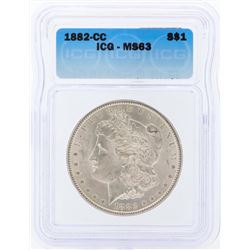 1882-CC $1 Morgan Silver Dollar Coin ICG MS63