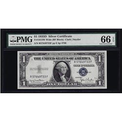 1935D $1 Silver Certificate Note Wide PMG Gem Uncirculated 66EPQ