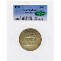 1936 Delaware Commemorative Half Dollar Coin PCGS MS66 CAC