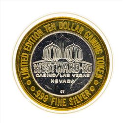 .999 Silver Westward Ho Casino Las Vegas $10 Casino Gaming Token Limited Edition