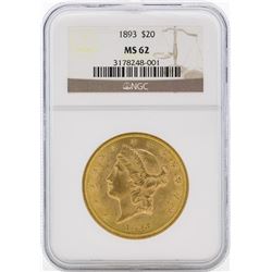 1893 $20 Liberty Head Double Eagle Gold Coin NGC MS62