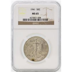 1941 Walking Liberty Half Dollar Coin NGC MS65