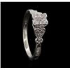 Image 4 : 14KT White Gold 0.20ctw Vintage Style Diamond Ring
