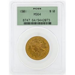 1901 $10 Liberty Head Gold Eagle Coin PCGS MS64