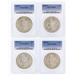 Set of (4) $1 Morgan Silver Dollar Coins PCGS MS63
