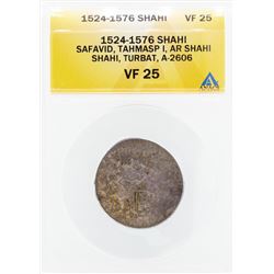 1524-1576 Shahi Safavid Tahmasp I AR Shahi Shahi Turbat Coin ANACS VF25