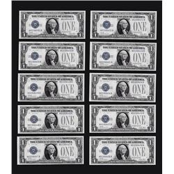 Lot of (10) Consecutive 1928 $1 Silver Certificate Notes