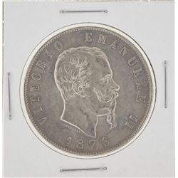 1876 Italy 5 Lira Silver Coin