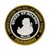 Image 2 : .999 Silver Four Queens Hotel and Casino Las Vegas $10 Casino Gaming Token Limit