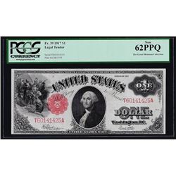 1917 $1 Legal Tender Note PCGS New 62PPQ