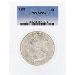 1885 $1 Morgan Silver Dollar Coin PCGS MS66