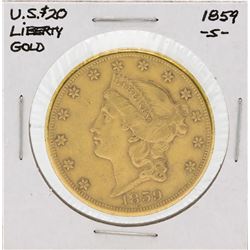 1859-S $20 Liberty Head Double Eagle Gold Coin