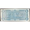 Image 2 : 1864 $5 The Confederate States of America Note