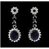 Image 1 : 14KT Whtie Gold 8.17ctw Sapphire and Diamond Earrings